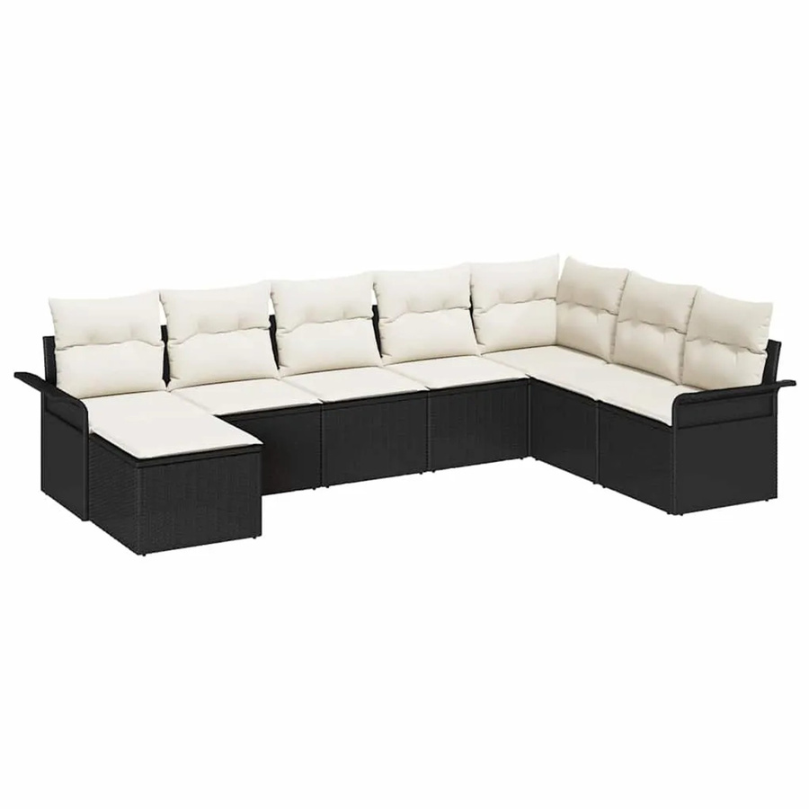 vidaXL Garten-Sofa-Set aus Poly-Rattan in Schwarz mit 8-teiliger U-Form und Kissen - Bild 2