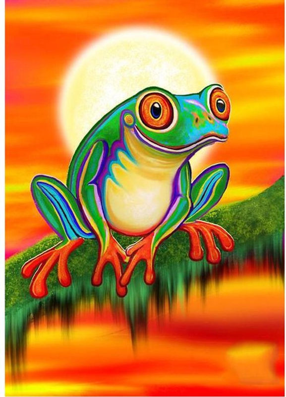 FIYO Diamond Painting DIY Frosch Motiv als Wanddekoration in Mehrfarbig, B: 30 cm, H: 20 cm - Bild 1
