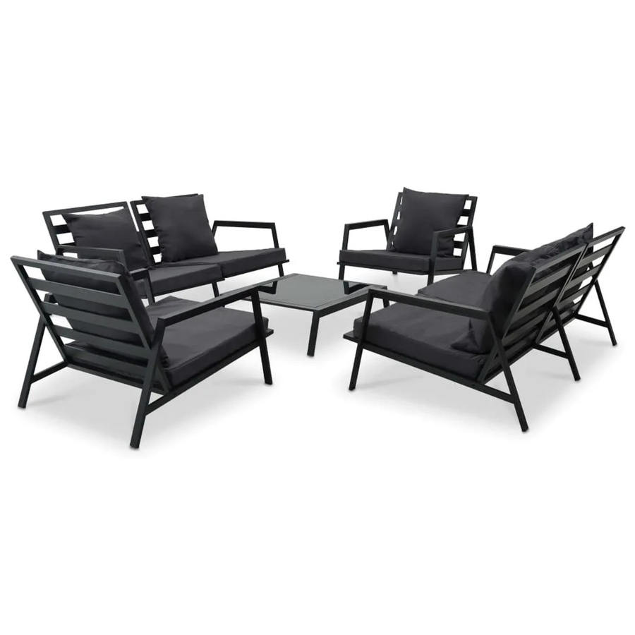 vidaXL 5-tlg. Garten-Lounge-Set in L-Form aus Aluminium mit Auflagen, Anthrazit/Schwarz - Bild 2