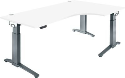 Schäfer Shop Genius ERGOSTYLE S Schreibtisch elektrisch höhenverstellbar, C-Fuß, weiß/anthrazit, B: 200 cm, T: 80 cm, H: 71,5 - 118,2 cm - Bild 1