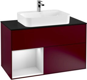 V&B Waschtischunterschrank Finion 100 in Blau lackiert mit Regalfach links, B/T/H: 100 x 50,1 x 50,1 cm - Bild 1