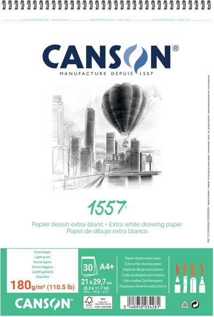 Canson 1557 Spiralblock DIN A4 in Weiß mit 30 Blatt und 180g/m² - Bild 1