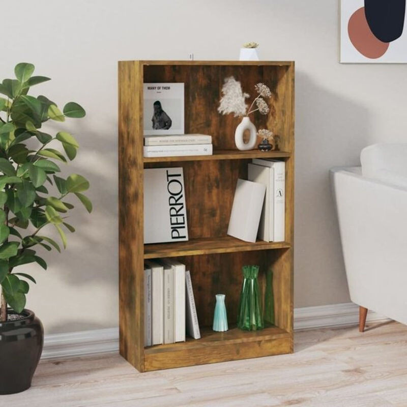 vidaxl Bücherregal aus Holz in Räuchereiche Braun, B/T/H: 60 x 24 x 109 cm - Bild 1