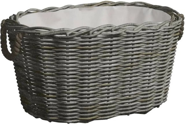 vidaXL Holzkorb aus Rattan mit Tragegriffen, Grau, B/T/H: 60 x 40 x 28 cm - Bild 1