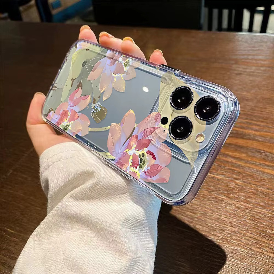 Transparente Silikon-Handyhülle mit Lotusblumen-Design für Samsung Galaxy S25 Ultra, S26 Plus, S24 FE, S23 und S22 Edge - Bild 4