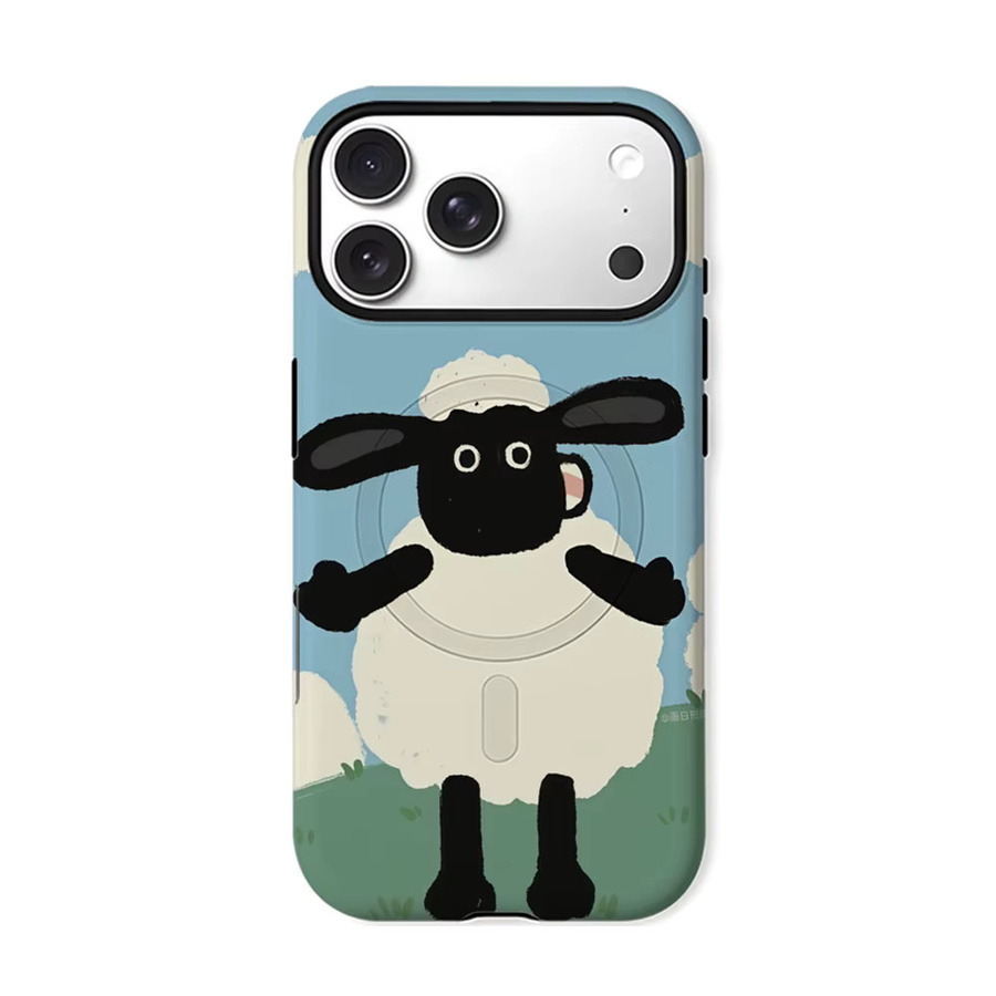 Aurbe Matte 2-in-1 MagSafe Hülle mit Film für iPhone 17 16 15 14 Plus Pro Max Stoßfeste Hartschale Shaun Sheep Case Multicolour - Bild 7