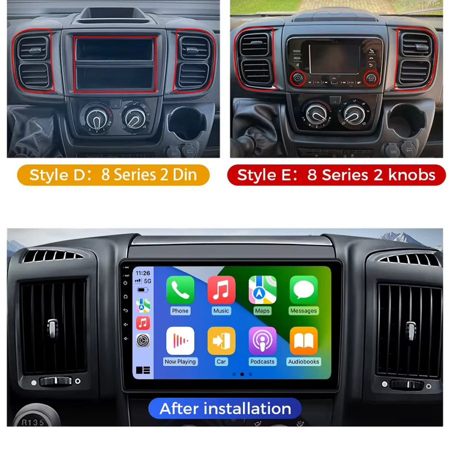 TIEYEZ Android 16 Autoradio mit Carplay und 4G Multimedia-Funktion für Fiat Ducato 2005-2023, Citroen Jumper und Peugeot Boxer 2011-2015, 2 DIN, Schwarz - Bild 3