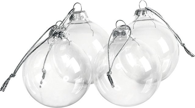 VBS Weihnachtskugeln aus Klarglas, transparent, 4 Stück, Durchmesser: 6 cm - Bild 1