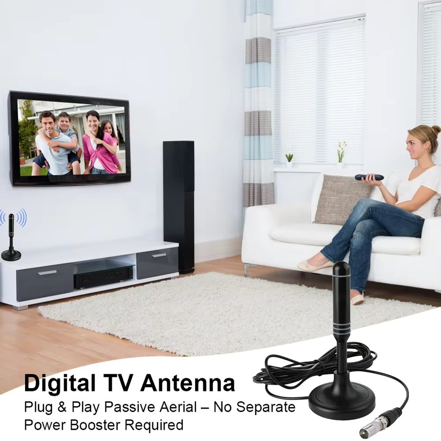 APWIKOGER Digitale TV-Antenne für DVB-T, DVB-T2 und DAB mit 300 cm Koaxialkabel in Schwarz - Bild 3