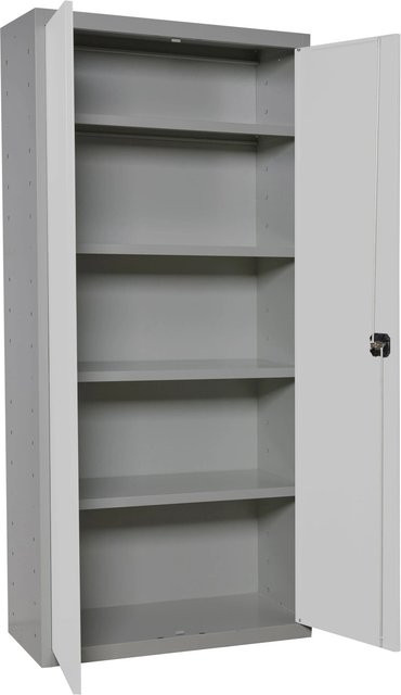 PROREGAL Stahlschrank AMEGO Metallschrank mit Flügeltüren in Weiß-Grau, H x B x T: 180 x 100 x 40 cm - Bild 1