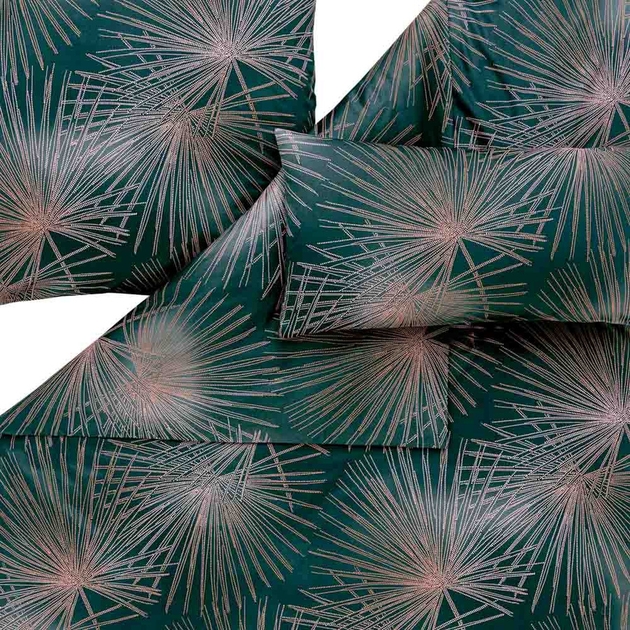 Estella Mako-Satin Bettwäsche Candela mit Feuerwerk-Motiv in Khaki und Rosa, B/H: 135 x 200 cm, inklusive Kissen 40 x 80 cm - Bild 1
