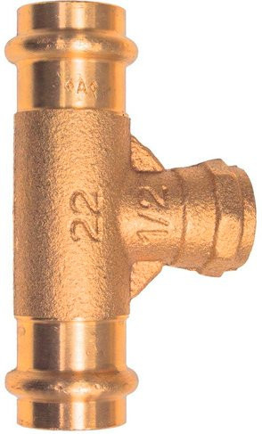 Cornat Press-T-Stück aus Rotguss mit Innengewinde 1/2 Zoll in Goldfarben - Bild 1