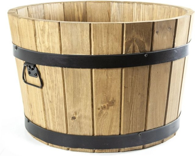 HolzFee Pflanzkübel rustikal aus Kiefernholz in Braun, Durchmesser: 50 cm, Höhe: 31 cm - Bild 1