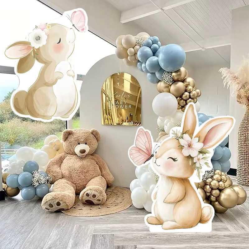 Hasen-Schaumstoffplatten MicroPlush für Babyparty und Geburtstagsdekoration, Mehrfarbig, Durchmesser: 36, 24, 18 und 12 Zoll - Bild 2