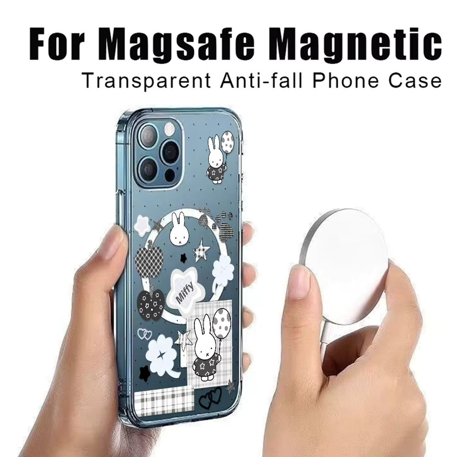 White Rabbit Miffy MagSafe magnetische Handyhülle für Samsung Galaxy S26 S25 S24 S23 S22 S21 S20 Ultra Plus 5G FE Cover, Transparent - Bild 3