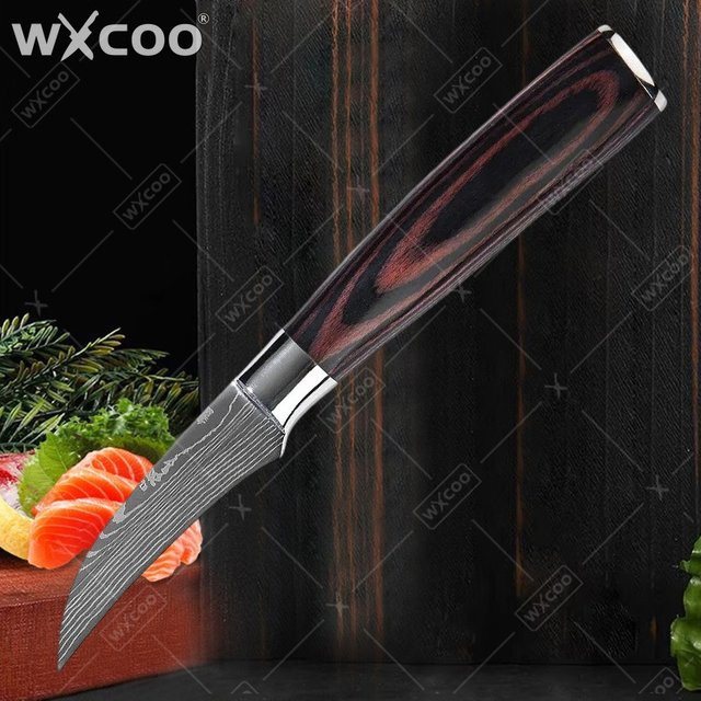 WXCOO Damaskus Allzweck-Tranchiermesser und Obstschälmesser mit Holzgriff - Bild 1