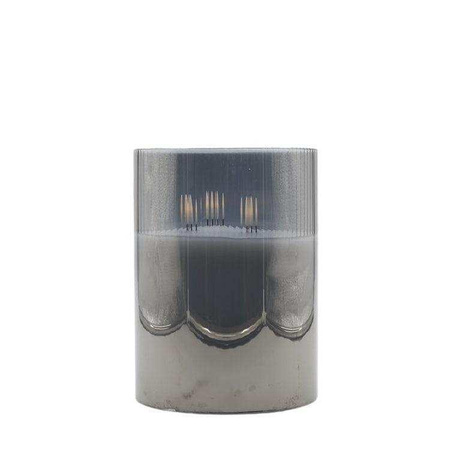 Mansion LED-Kerze in Grau mit Fernbedienung und Timer, zylindrisch, Höhe: 15 cm, Durchmesser: 20 cm