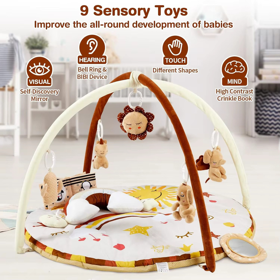 HiMISS Baby-Spielmatte als weiche Puzzlematte für Neugeborene und Kleinkinder, rund, mehrfarbig - Bild 2