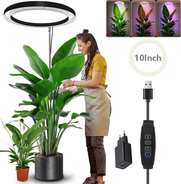 Aesyzo LED Ring Grow Light mit Vollspektrum und höhenverstellbarer Wachstumslampe für Zimmerpflanzen, 25,4 cm - Bild 1