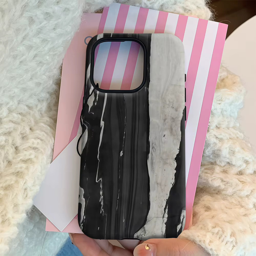 Marmor-Kontrastkunst Handyhülle für Apple iPhone 17 16 15 14 13 12 11 Pro Max Plus mit doppelschichtiger Rückseite in Multicolour - Bild 4