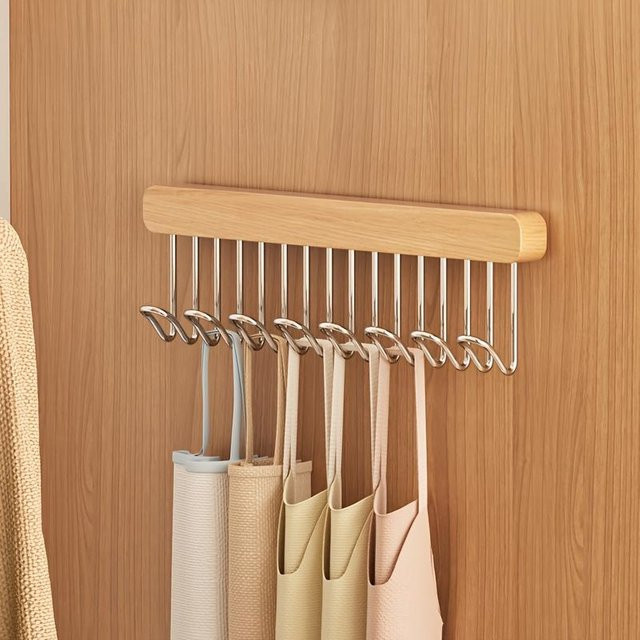Multifunktionale einziehbare Holzbügel mit einziehbaren Haken für die Kleider- und Küchenaufbewahrung - Bild 1