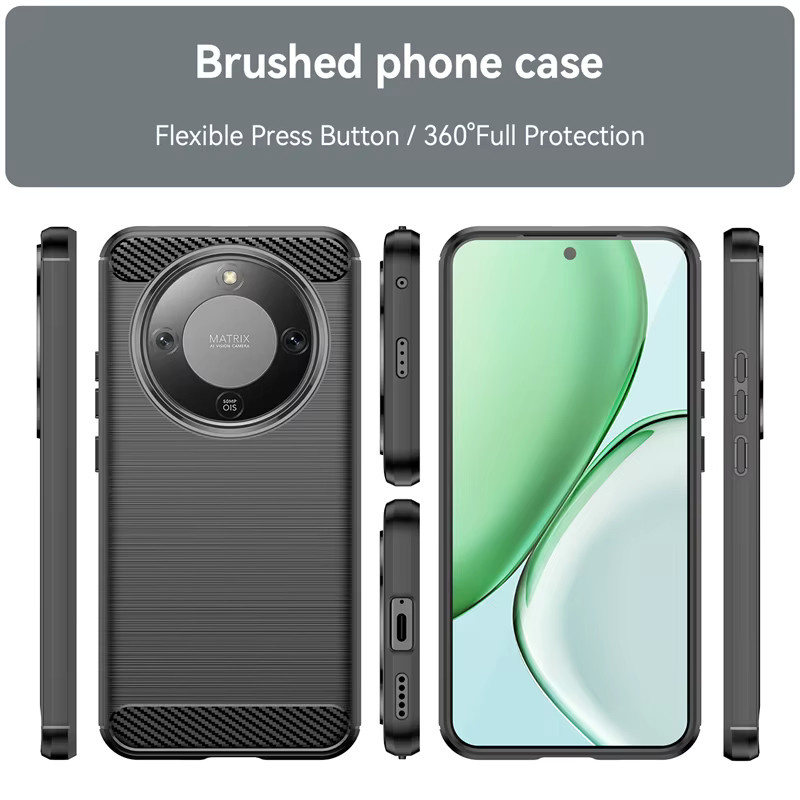 Stoßfeste Honor Handyhülle mit Carbon-Faser-Muster in Schwarz, Matt Gefrostetes TPU für Honor X70, X9d und Magic8 Lite 7 - Bild 3