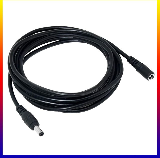 SNQP DC-Netzteil Verlängerungskabel Schwarz, 5,5 x 2,1 mm, männlich zu weiblich für 12 V CCTV-Kameras und Router - Bild 1