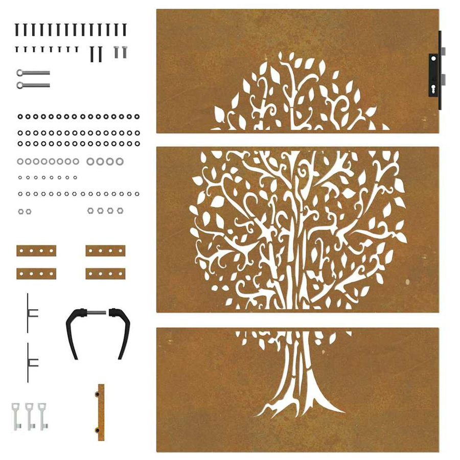 vidaXL Gartentor aus Cortenstahl mit Baum-Design in Braun, B: 85 cm, H: 150 cm - Bild 4