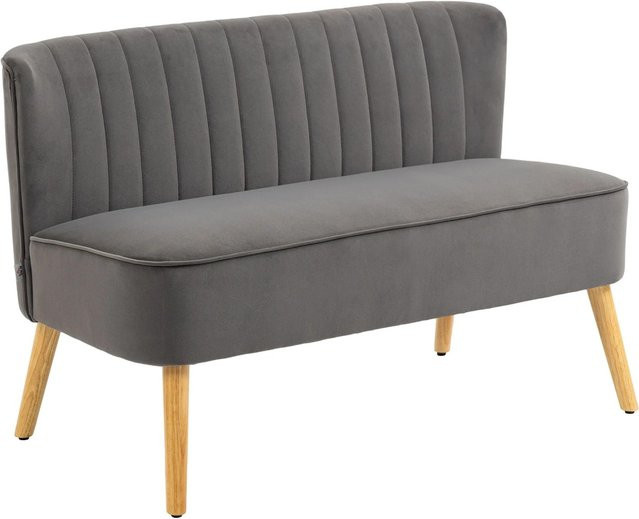 HOMCOM Sofa in Grau mit Samtoptik und Massivholzrahmen, B/T/H: 117 x 56,5 x 77 cm - Bild 1