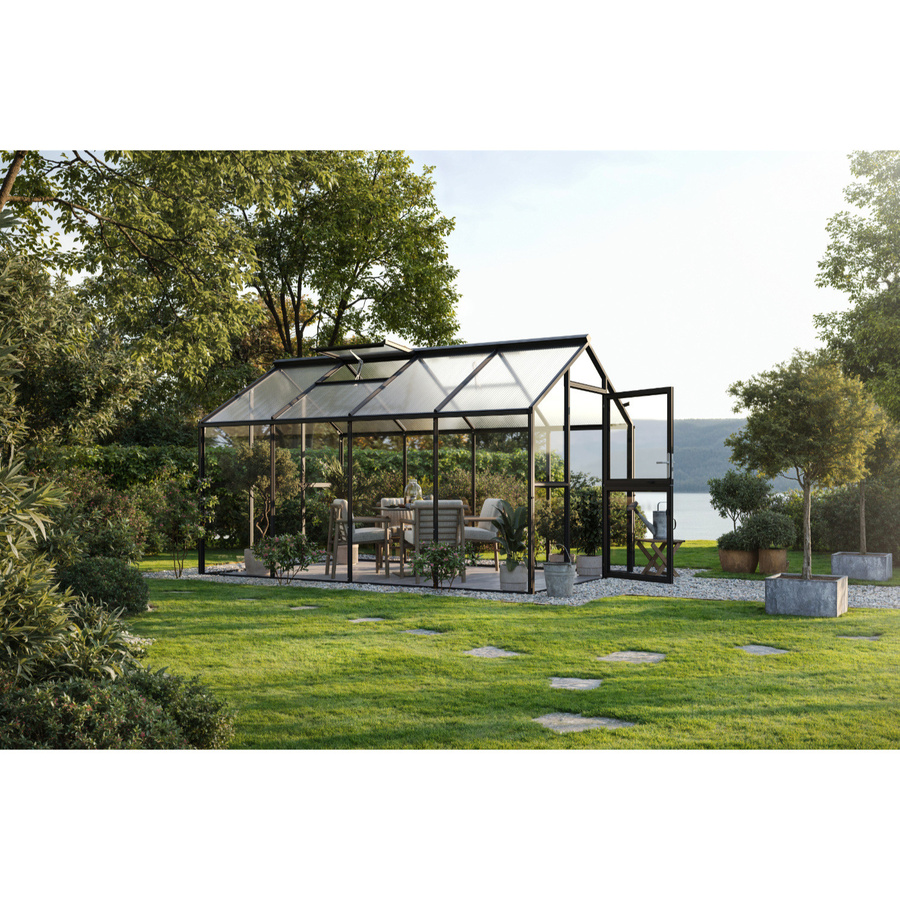 KGT Gewächshaus Novum IV in Anthrazit mit Satteldach, 11,1 m², Kombination aus Sicherheitsglas und Polycarbonat - Bild 2