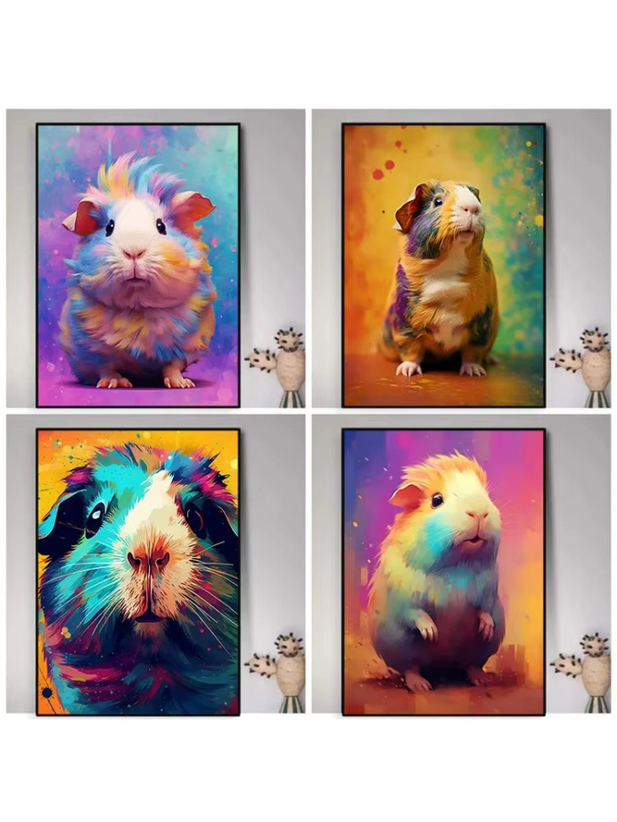 Modernes Leinwandgemälde von Potdemiel mit abstraktem Meerschweinchen-Motiv in Multicolor als Wandkunst für dein Zuhause - Bild 3