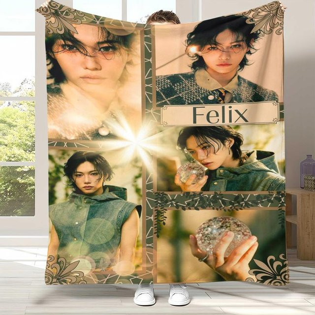 Felix Kpop Stray Kids Flanelldecke aus Polyester, ultraweiche Plüschdecke in Multicolour, B/T: 150 x 200 cm - Bild 1