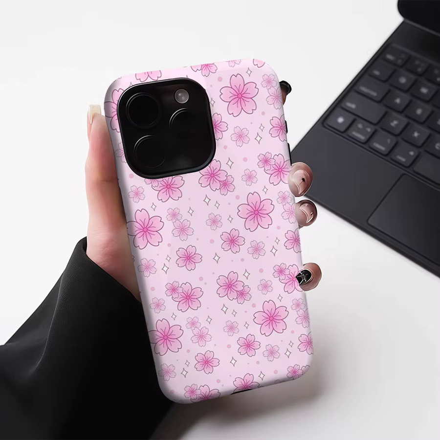 Potdemiel Handyhülle Blush Pink Cherry Blossom für iPhone 17 16 15 14 13 Pro Max Plus mit magnetischer doppelschichtiger robusten Schutzhülle - Bild 3