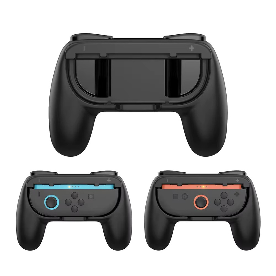 2er-Set Handgriffe Shell für Nintendo Switch und Switch OLED in Schwarz als Controller Gamepad Halterung Kit - Bild 4