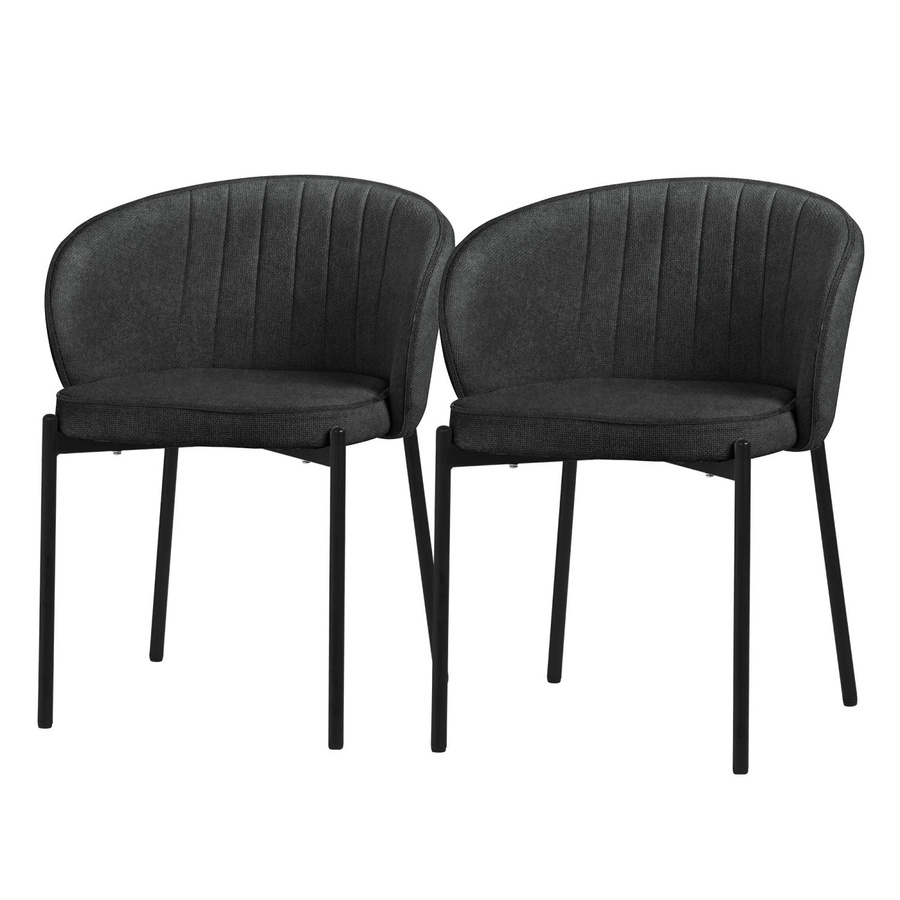 2er Set Esszimmerstühle ML-Design Anthrazit mit Armlehnen und Metallbeinen - Bild 2