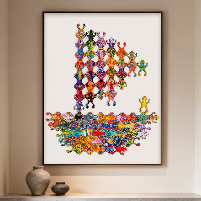 Dusan Wood Frosch-Puzzle, 100 Teile, bunt - Bild 1