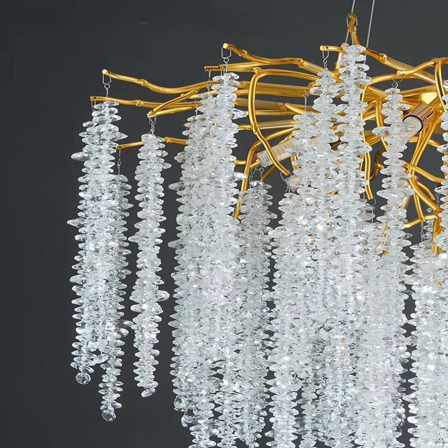 IRALAN Moderne LED Kristall Kronleuchter in Gold/Messing für Wohnzimmer, Esszimmer und Schlafzimmer - Bild 4
