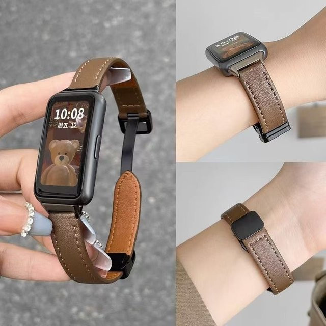 Uhrenarmband Leder, Magnetische Schnalle, Schwarz, Unisex - Bild 1