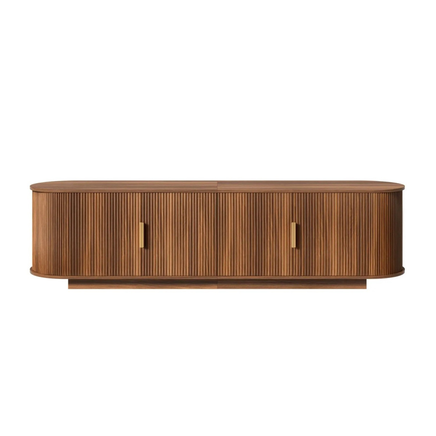 PXloue TV-Schrank Lowboard in Braun mit Wellenstruktur und 4 Türen, B/H/T: 180 x 34,8 x 50 cm - Bild 2