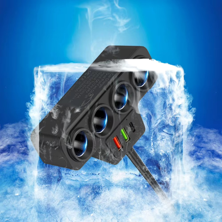 MOJOYCE 4-in-1 USB Typ-C Auto-Zigarettenanzünder-Verteiler 120W Schnellladegerät in Schwarz für 12V 24V Fahrzeuge, geeignet für Telefon, GPS und Dashcam - Bild 4