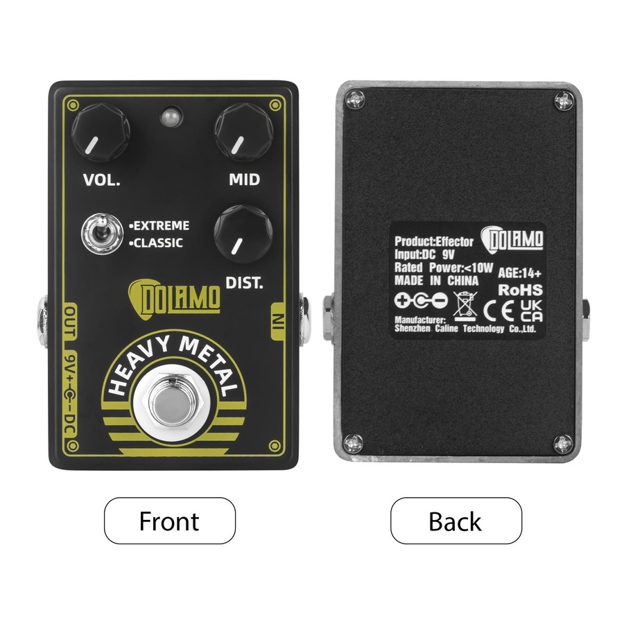 Dolamo Heavy Metal Gitarren-Effektpedal High Gain Distortion in Schwarz - Bild 4