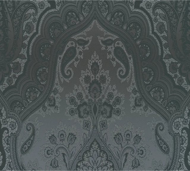 A.S. Création Vliestapete Barock Ornament Glänzend Schwarz Dunkelgrau - Bild 1