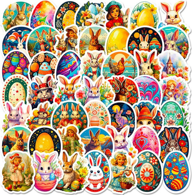 Charile Kawaii Osterei Kaninchen Tier Aufkleber, Sticker, multicolor - Bild 1