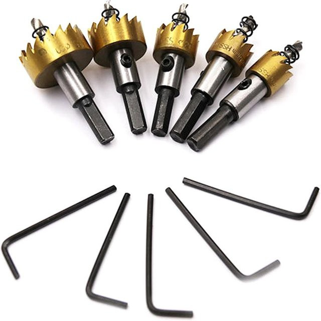 5-teiliges HSS-Lochsägen-Set von Kkmoon für Metall, Edelstahl und Holz in Bunt und Gold - Bild 1