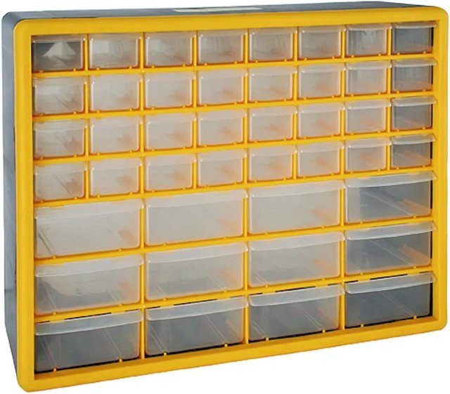 PROREGAL Cosimo Kleinteilemagazin mit 44 Schubfächern in Grau/Gelb, H x B x T: 39 x 50 x 16 cm - Bild 1