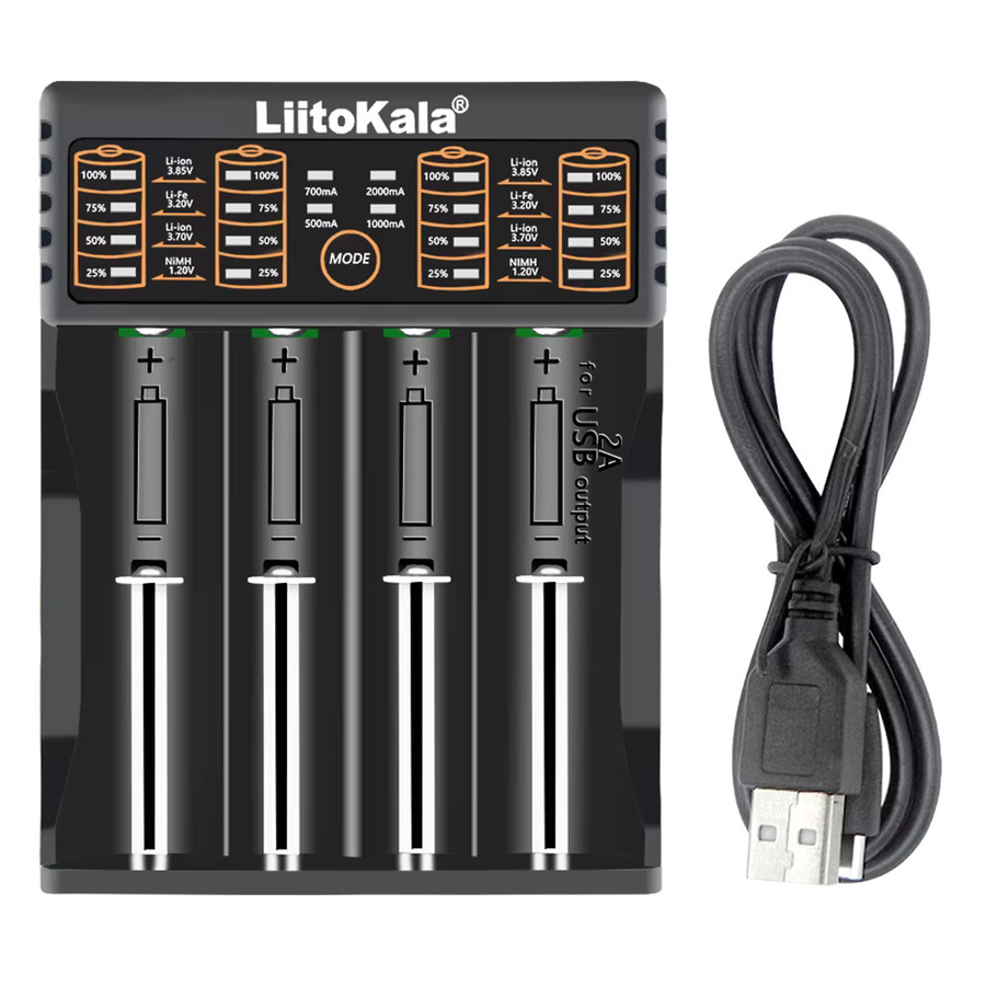 LiitoKala Smart-Ladegerät für 18650 21700 26650 Li-Ion LiFePO4 Ni-MH AA AAA Akkus in Schwarz - Bild 3