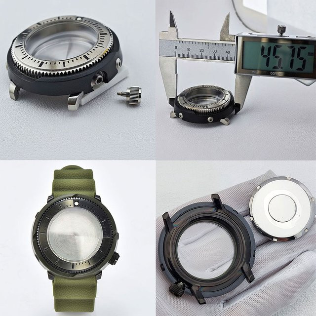 OUMASHI Uhrengehäuse Herren, 45 mm, Schwarz, Saphirglas, Uhren Zubehör - Bild 1