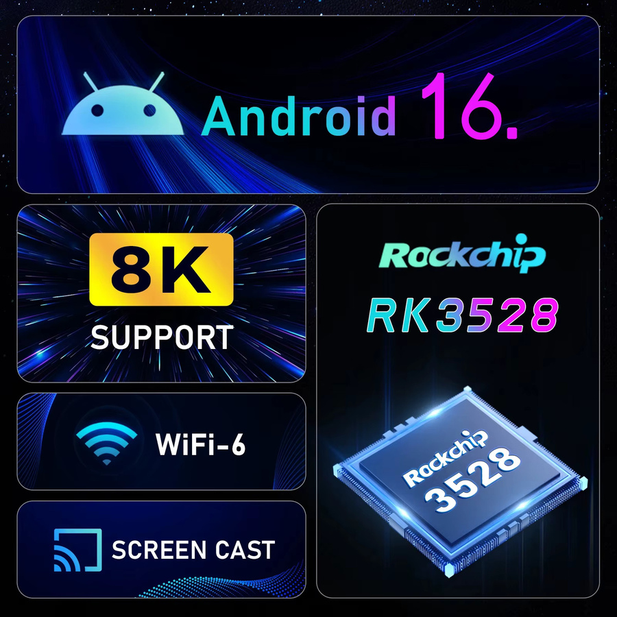 YOZHIXU X66 Smart TV Box Android 16 Media Streamer mit 8GB RAM und 256GB Speicher, 8K 4K HDR Unterstützung, WiFi6 und Bluetooth 5.4, Schwarz - Bild 3