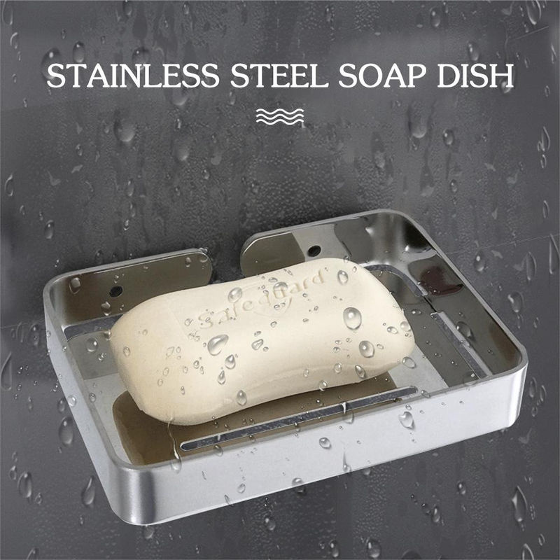 TOMTOP JMS Edelstahl-Seifenschale mit Abfluss für Dusche und Badezimmer, Silber - Bild 8
