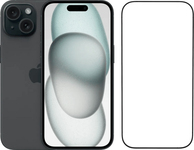 Apple iPhone 15 256GB Schwarz mit BlueBuilt Panzerglas Display Schutz - Bild 1